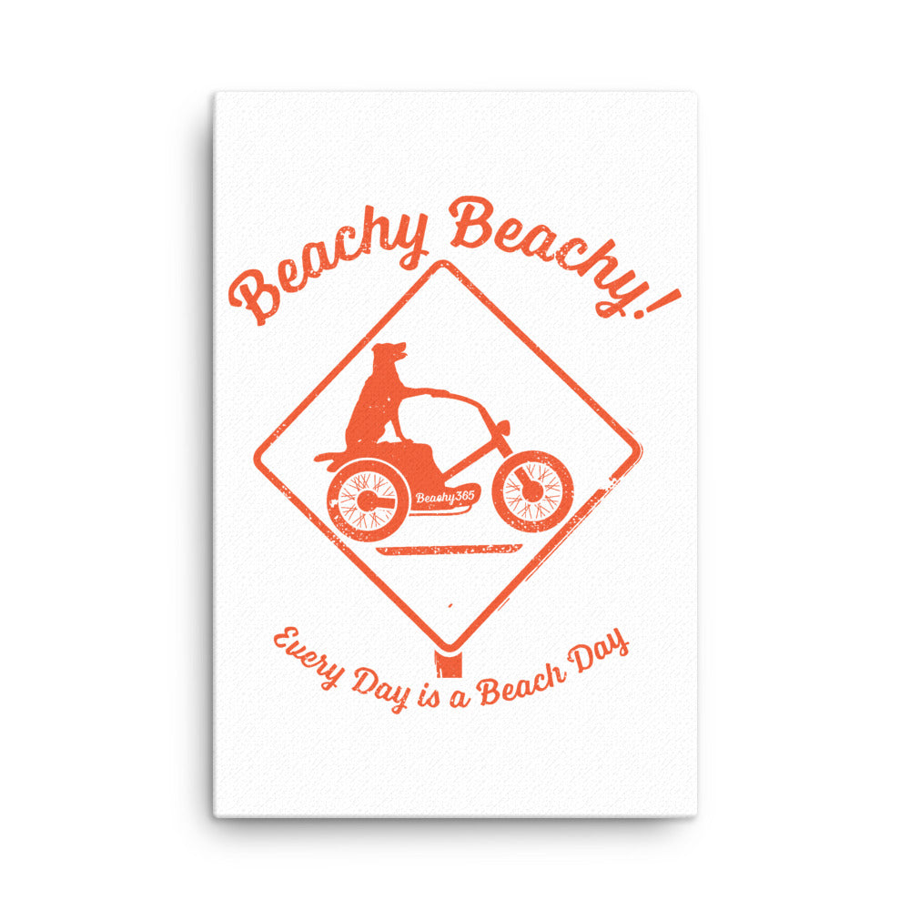 Beachy Beachy Vintage Scooter-Dog Crossing Canvas Wall Art