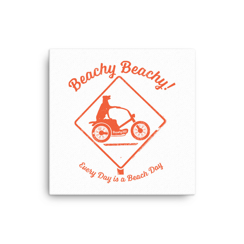 Beachy Beachy Vintage Scooter-Dog Crossing Canvas Wall Art