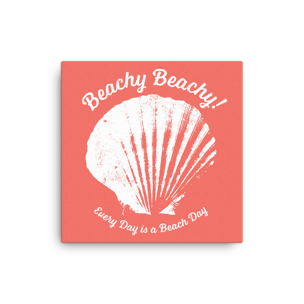 Beachy Beachy Vintage Scallop Shell on Coral Canvas