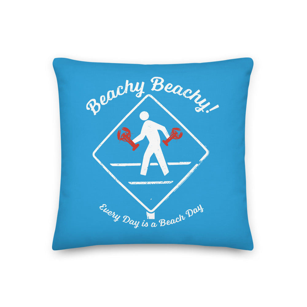 Beachy Beachy Vintage Lobsterman Crossing on Blue Pillow - 2-Sided Print