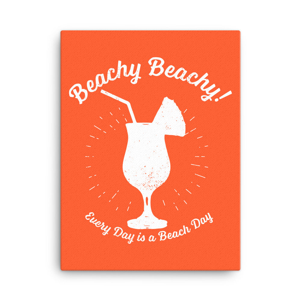 Beachy Beachy Vintage Tropical Boat Drink on Orange Canvas Wall Art
