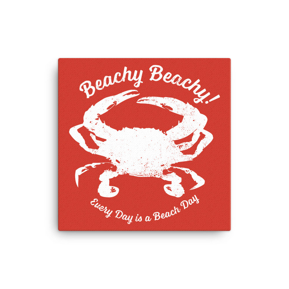 Beachy Beachy Vintage Crab on Red Canvas Wall Art