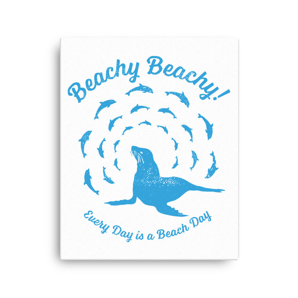 Beachy Beachy Vintage Seal and Dolphins Canvas Wall Art