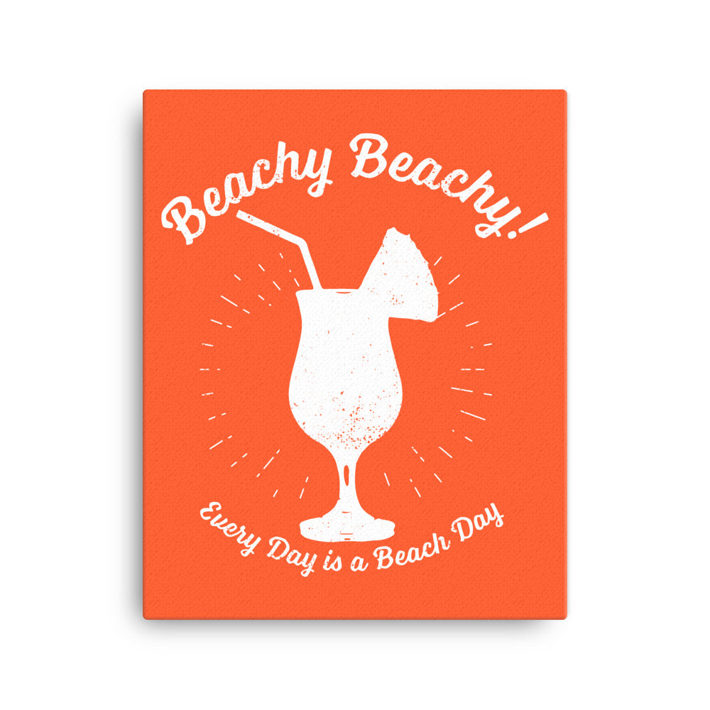 Beachy Beachy Vintage Tropical Boat Drink on Orange Canvas Wall Art