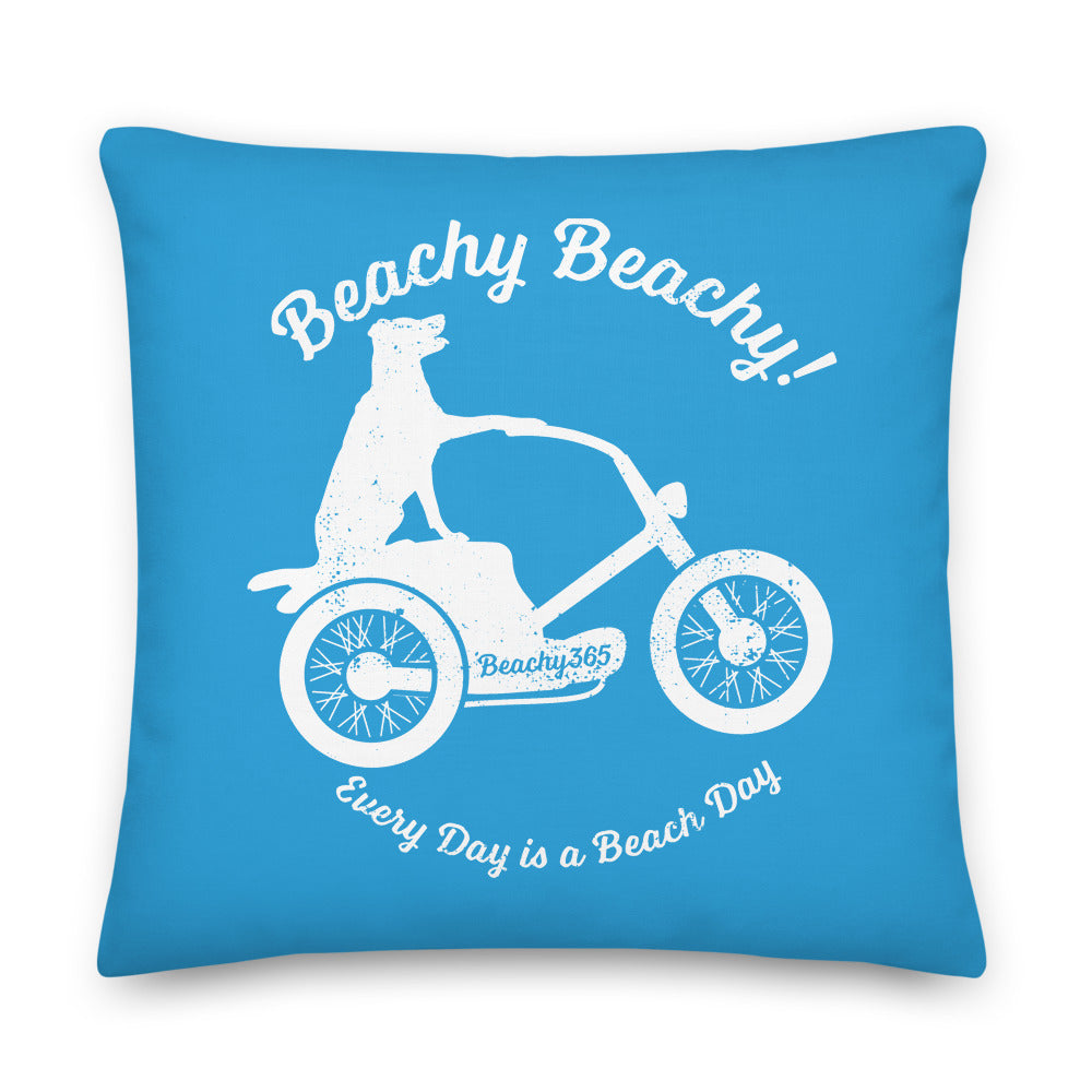 Beachy Beachy Vintage Scooter-Dog on Blue Pillow - 2-Sided Print