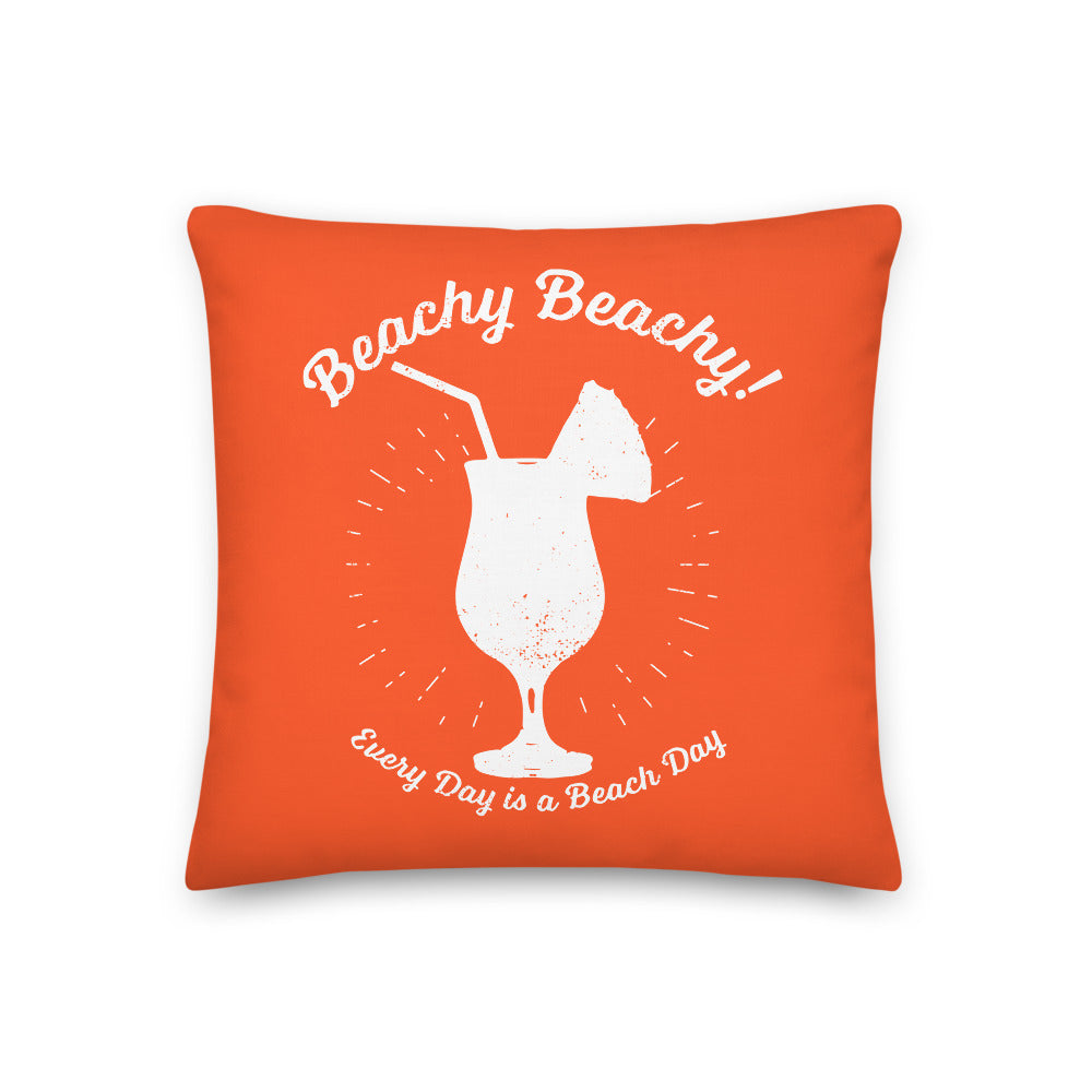 Beachy Beachy Vintage Tropical Boat Drink on Orange Pillow - 2-Sided Print