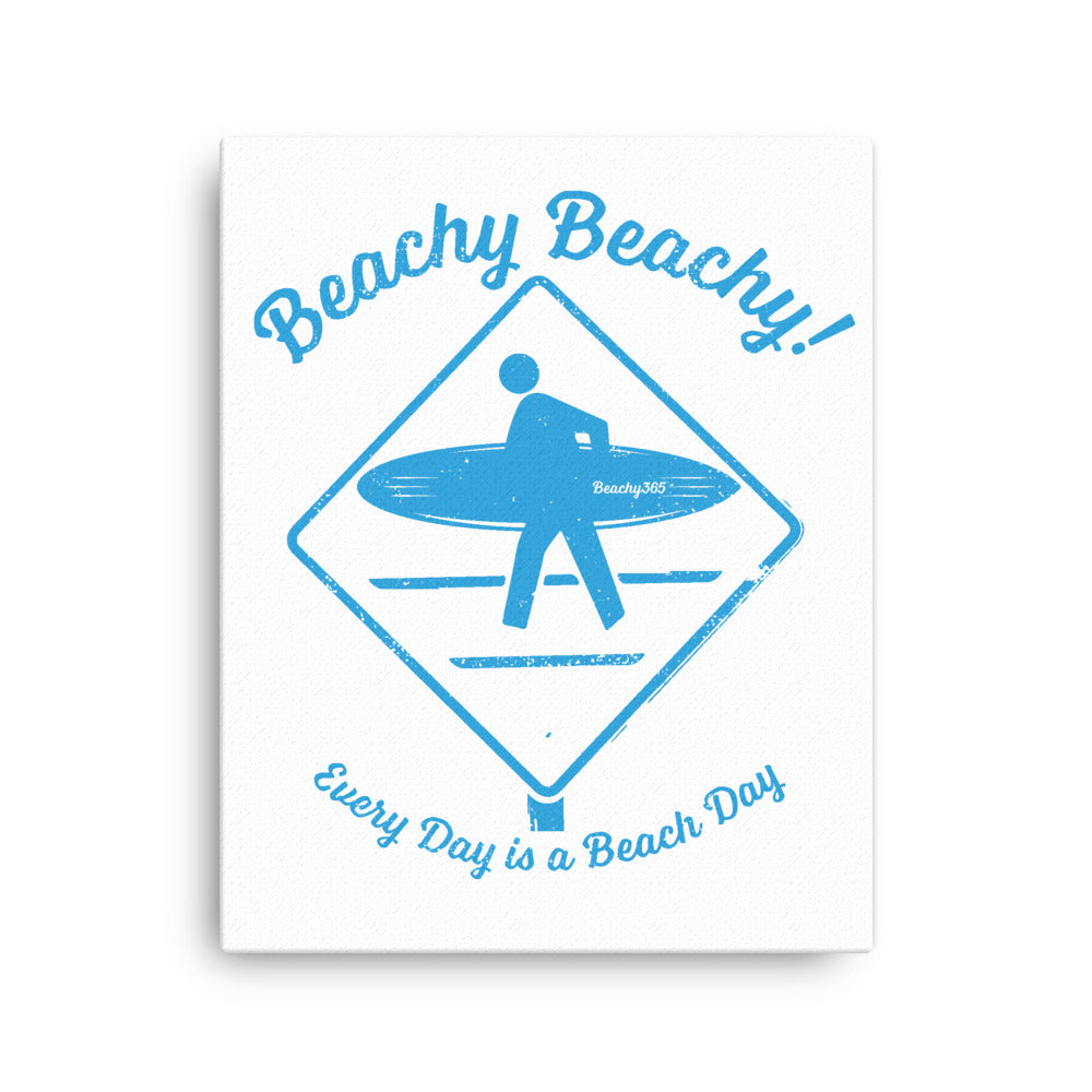 Beachy Beachy Vintage Surfer Crossing Canvas Wall Art