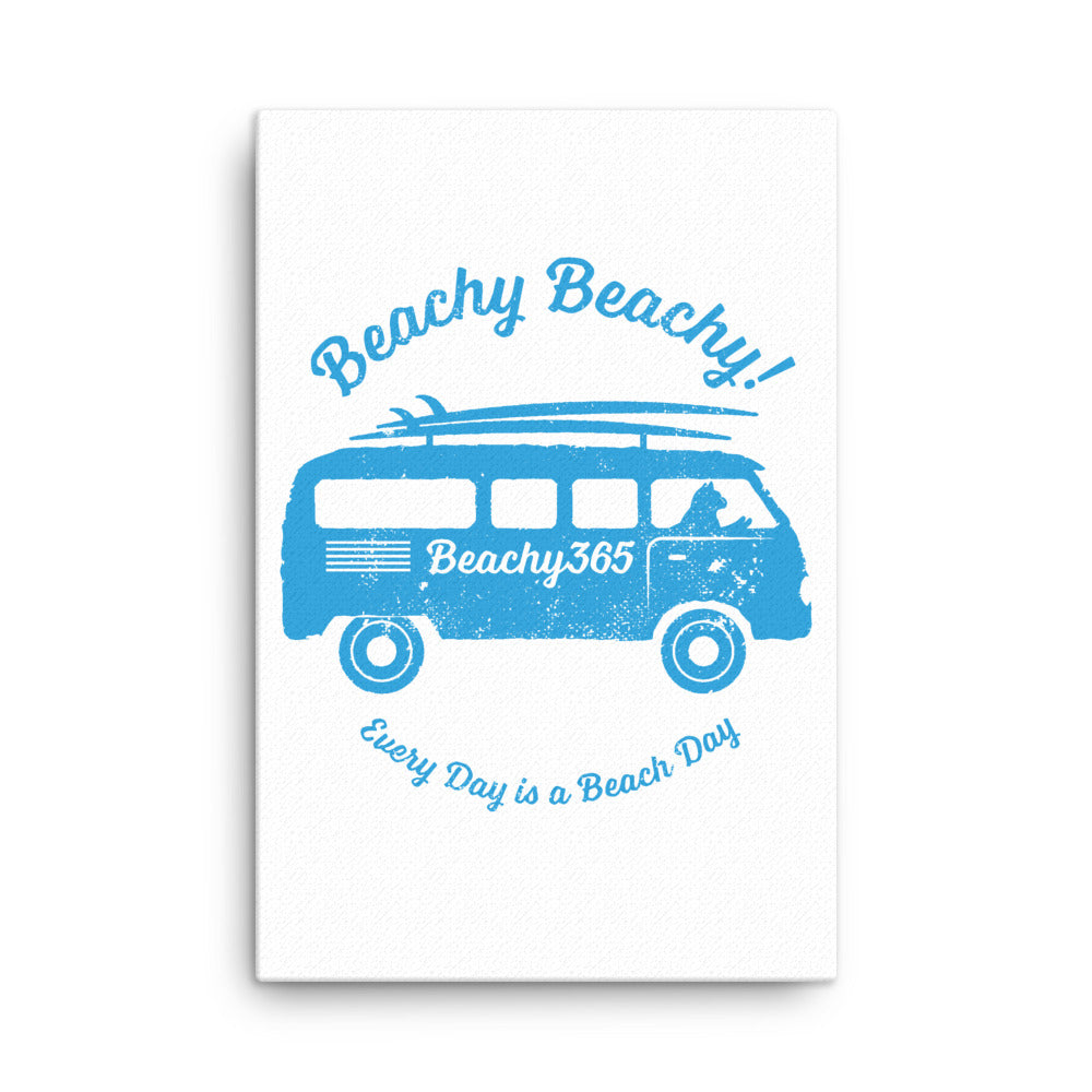 Beachy Beachy Vintage Surfbus Cat Canvas Wall Art