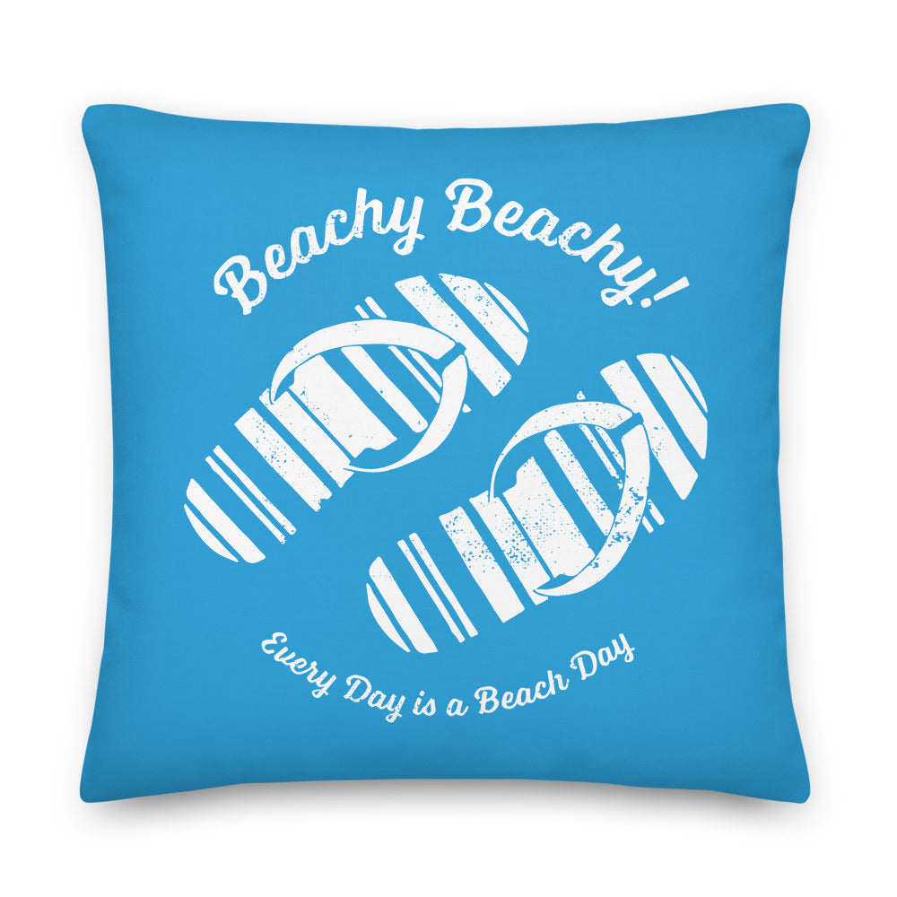 Beachy Beachy Vintage Flip Flops on Blue Pillow - 2-Sided Print