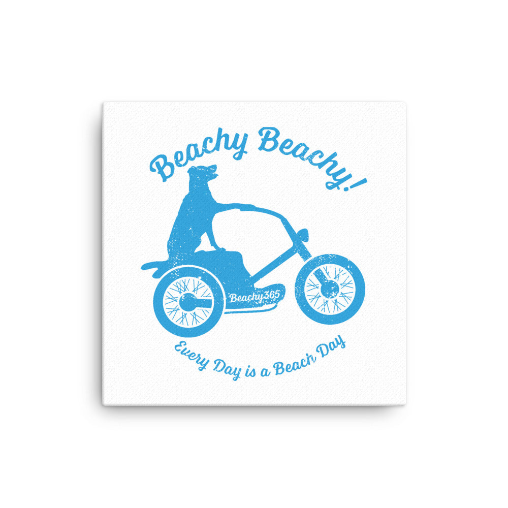 Beachy Beachy Vintage Scooter-Dog Canvas Wall Art