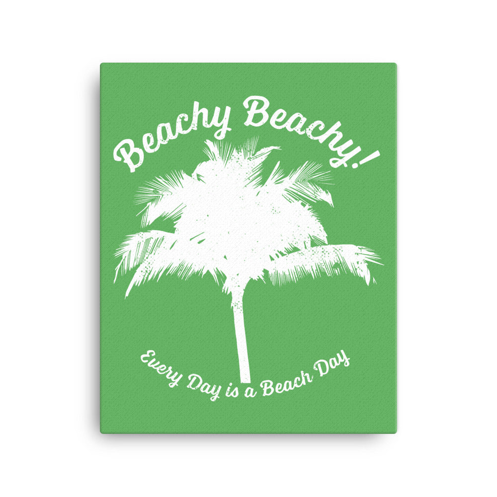 Beachy Beachy Vintage Palm Tree on Green Canvas Wall Art