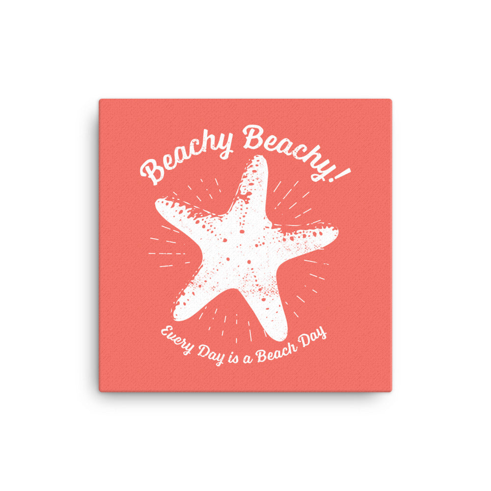 Beachy Beachy Vintage Lucky Starfish on Coral Canvas Wall Art
