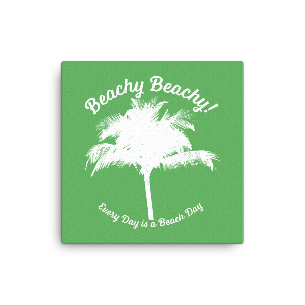 Beachy Beachy Vintage Palm Tree on Green Canvas Wall Art