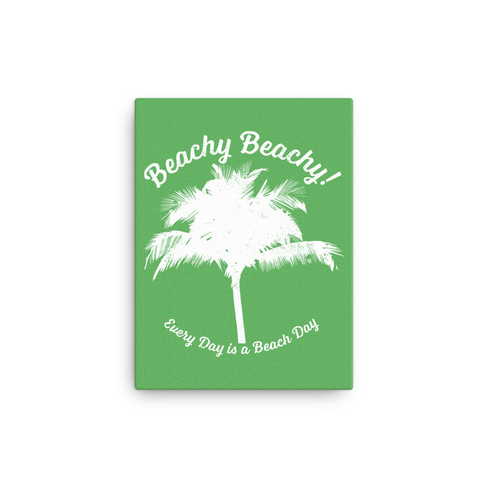 Beachy Beachy Vintage Palm Tree on Green Canvas Wall Art