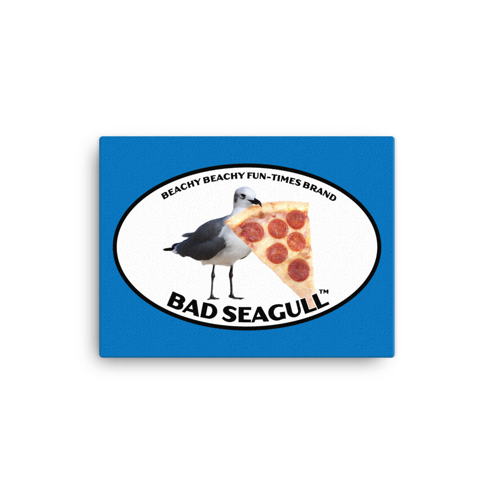 Bad Seagull with Pizza Canvas Wall Art