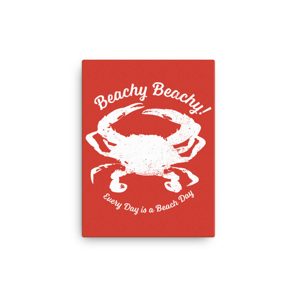 Beachy Beachy Vintage Crab on Red Canvas Wall Art