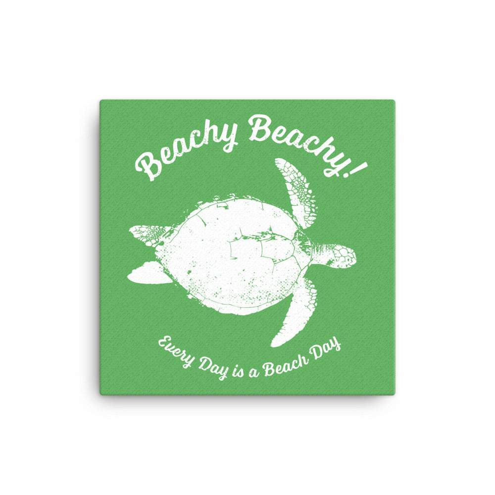 Beachy Beachy Vintage Sea Turtle on Green Canvas Wall Art