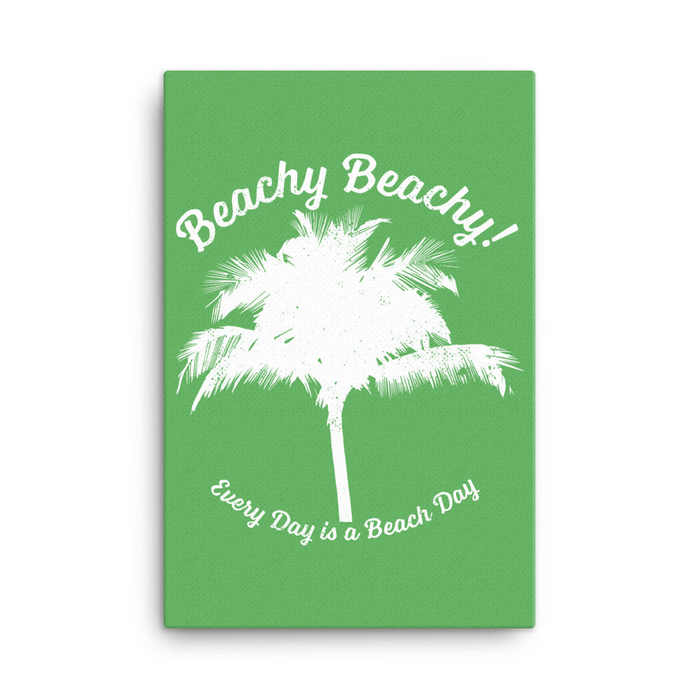 Beachy Beachy Vintage Palm Tree on Green Canvas Wall Art