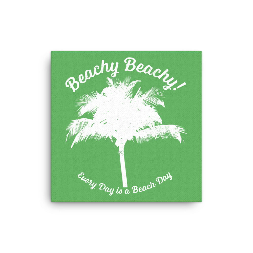 Beachy Beachy Vintage Palm Tree on Green Canvas Wall Art