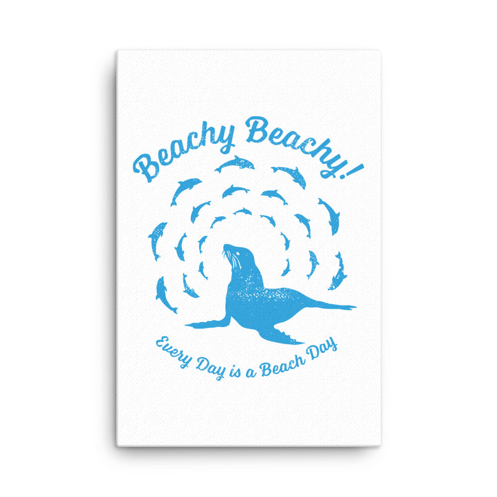 Beachy Beachy Vintage Seal and Dolphins Canvas Wall Art
