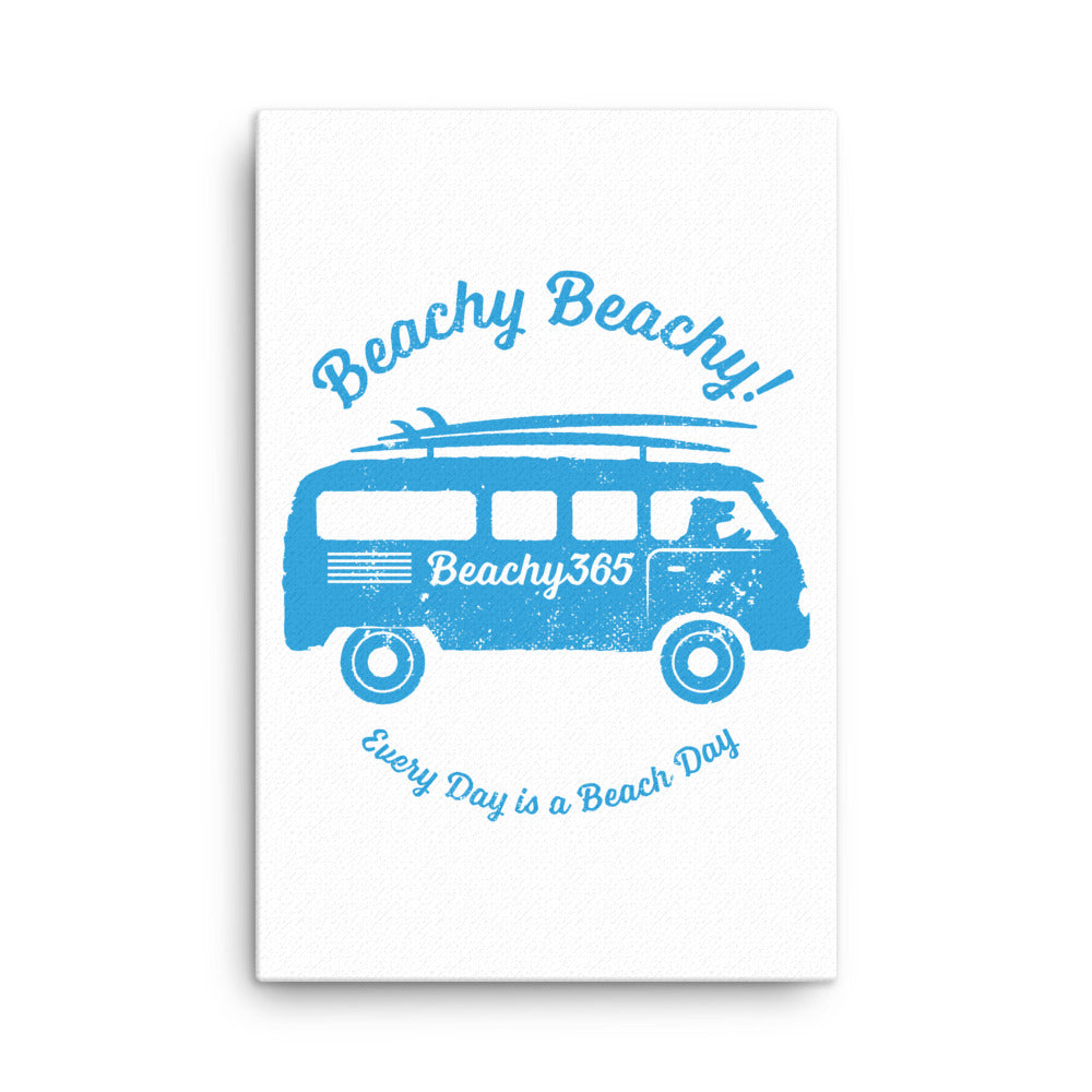 Beachy Beachy Vintage Surfbus Dog Canvas Wall Art