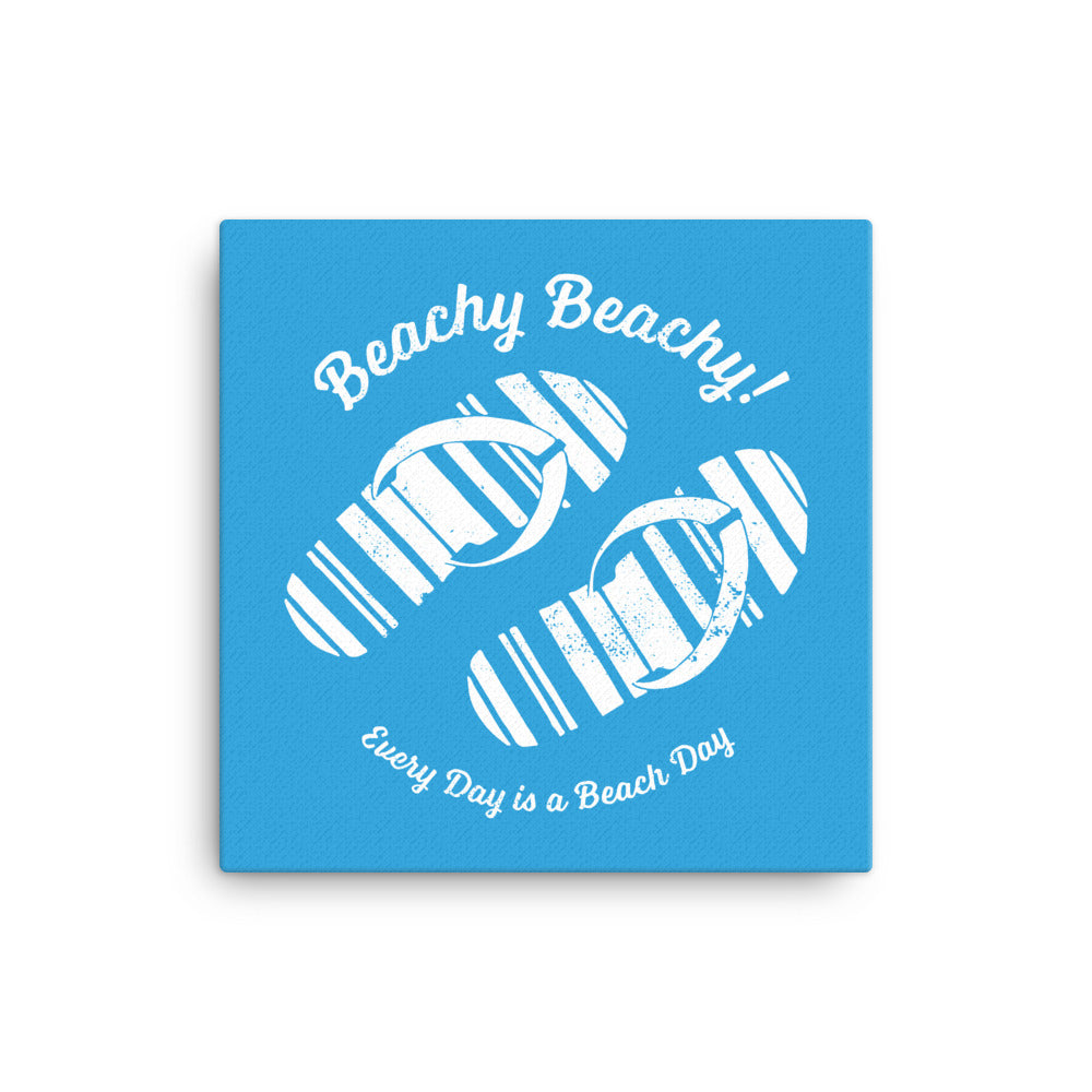 Beachy Beachy Vintage Flip Flops on Blue Canvas Wall Art