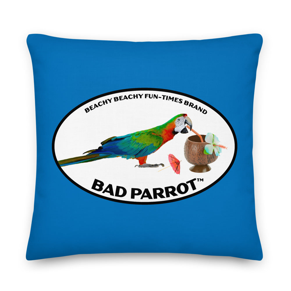 Bad Parrot with Coconut Cup Boat Drink Pillow - 2-Sided Print