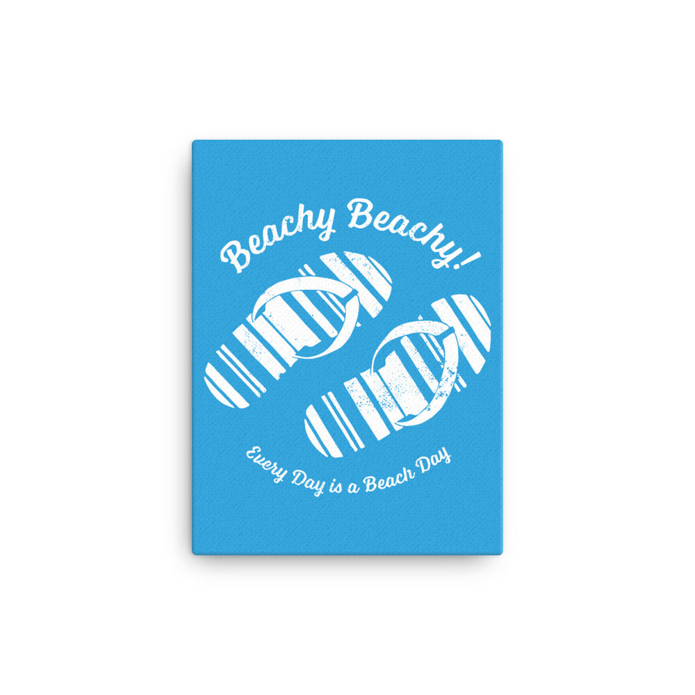 Beachy Beachy Vintage Flip Flops on Blue Canvas Wall Art