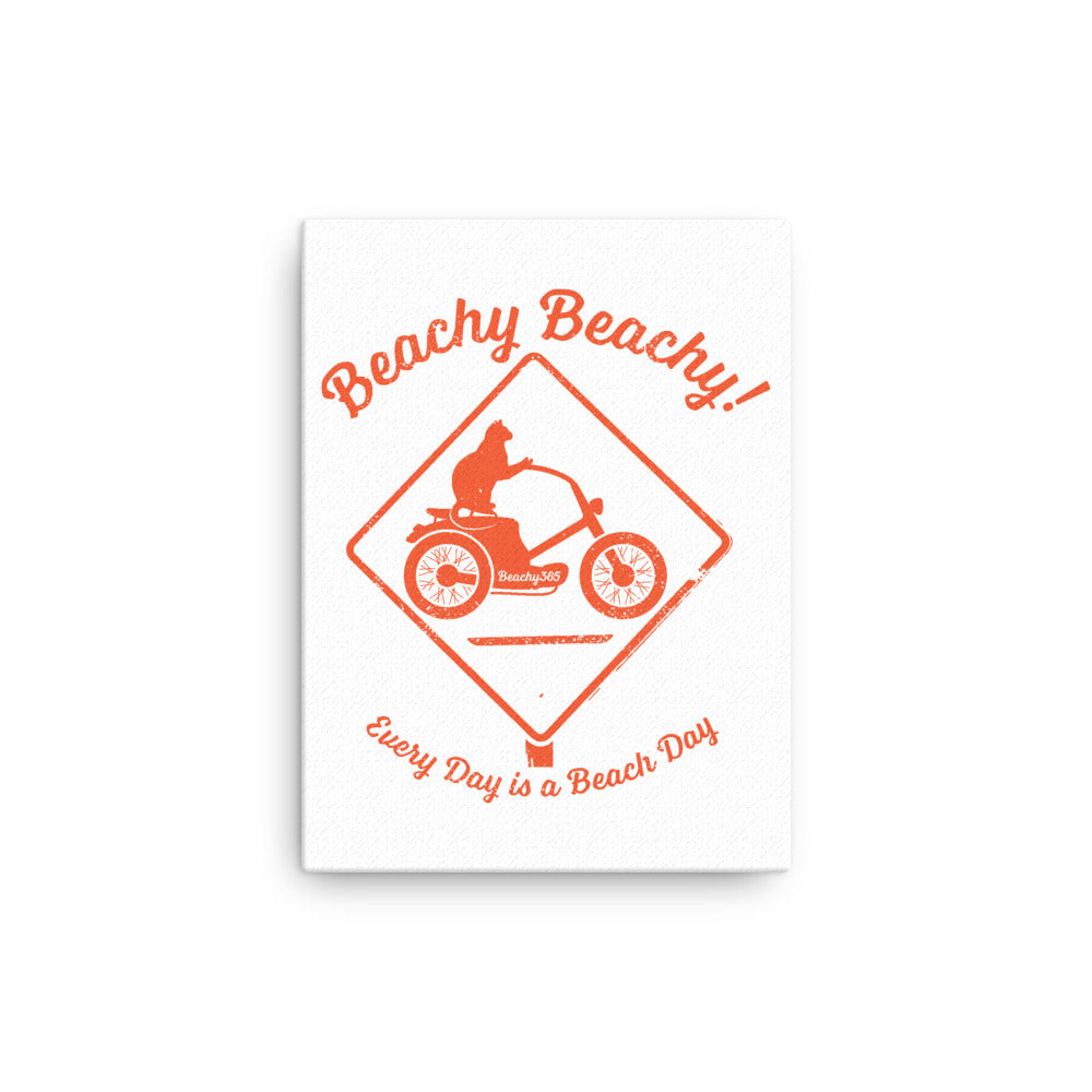 Beachy Beachy Vintage Scooter-Cat Crossing Canvas Wall Art