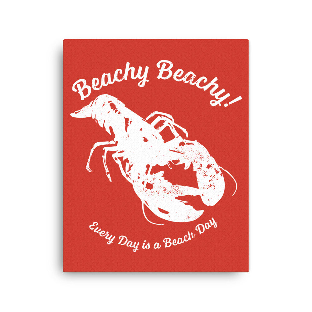 Beachy Beachy Vintage Lobster on Red Canvas Wall Art