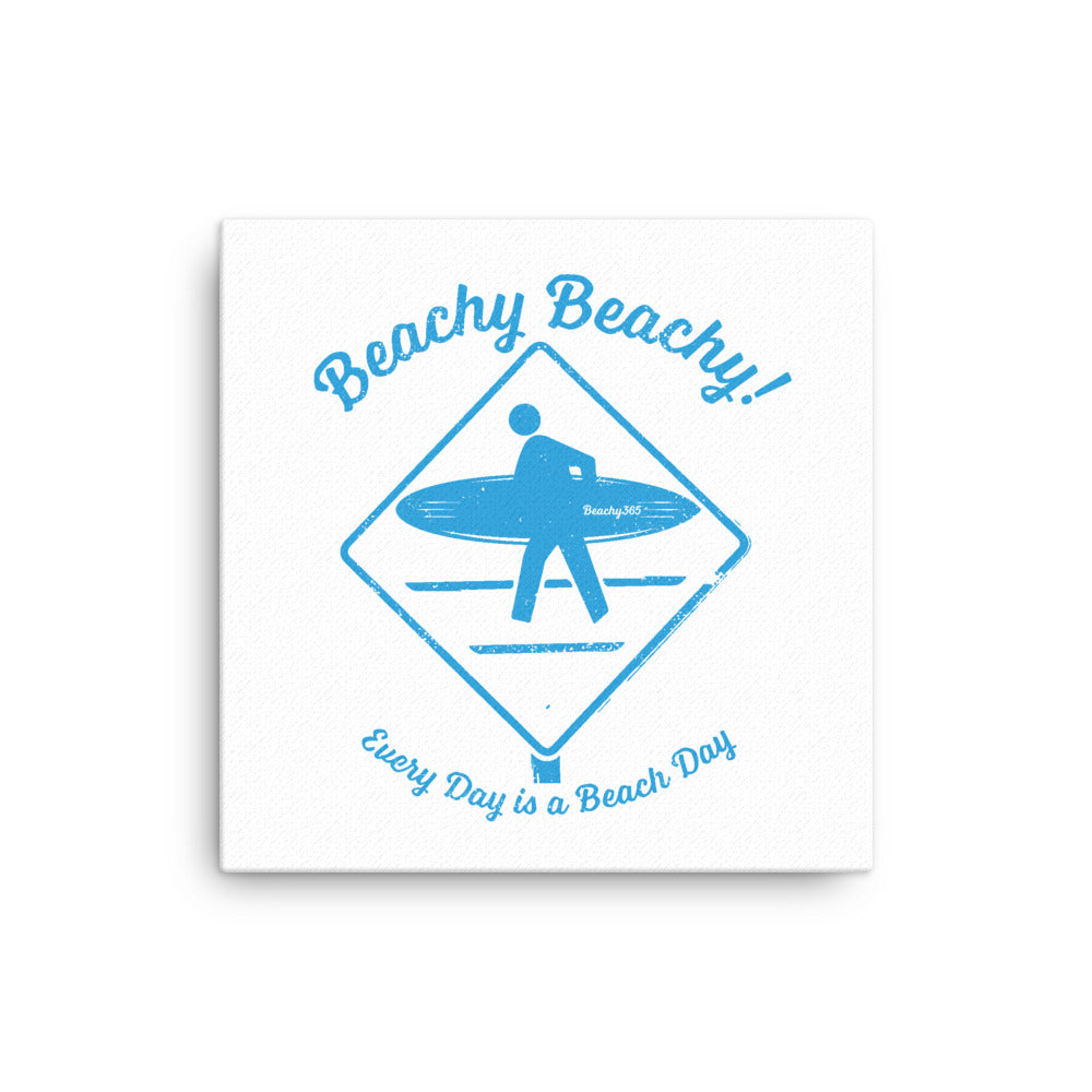 Beachy Beachy Vintage Surfer Crossing Canvas Wall Art