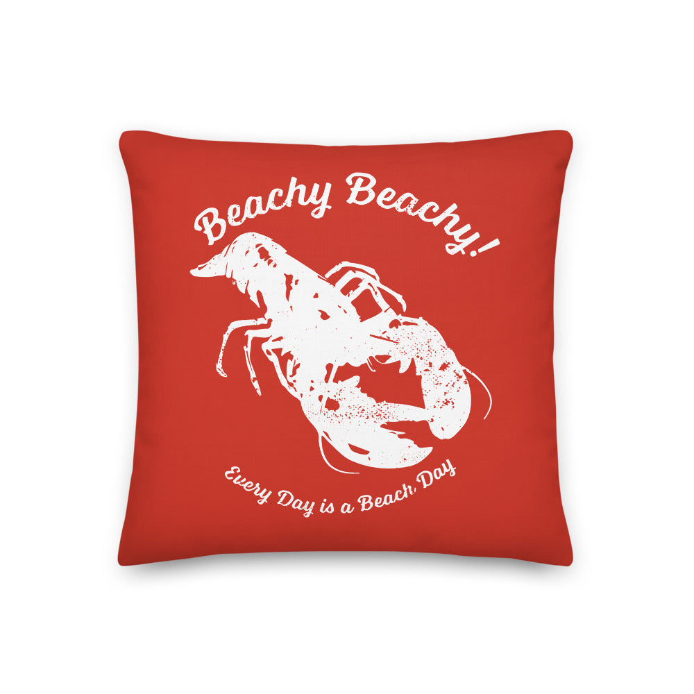 Beachy Beachy Vintage Lobster on Red Pillow - 2-Sided Print