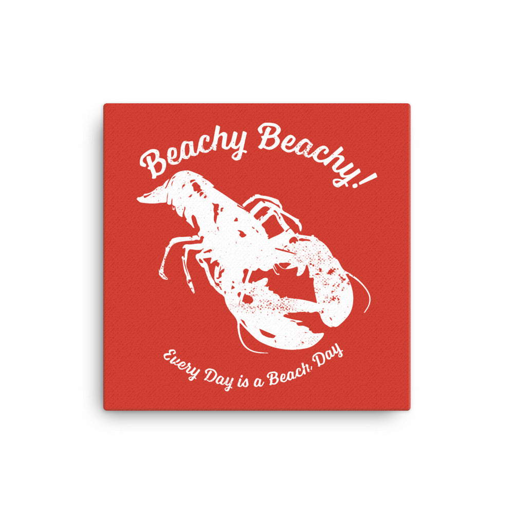 Beachy Beachy Vintage Lobster on Red Canvas Wall Art
