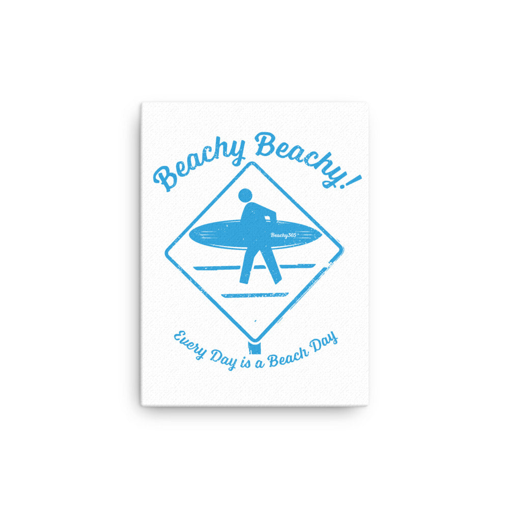 Beachy Beachy Vintage Surfer Crossing Canvas Wall Art