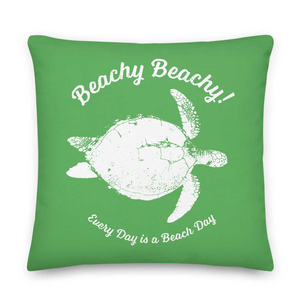 Beachy Beachy Vintage Sea Turtle on Green Pillow - 2-Sided Print