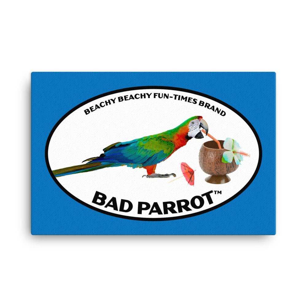 Bad Parrot with Coconut Cup Boat Drink Canvas Wall Art