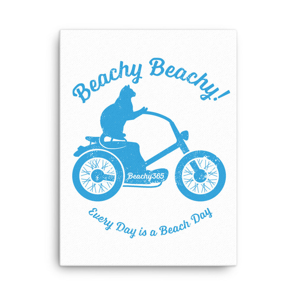 Beachy Beachy Vintage Scooter-Cat Canvas Wall Art