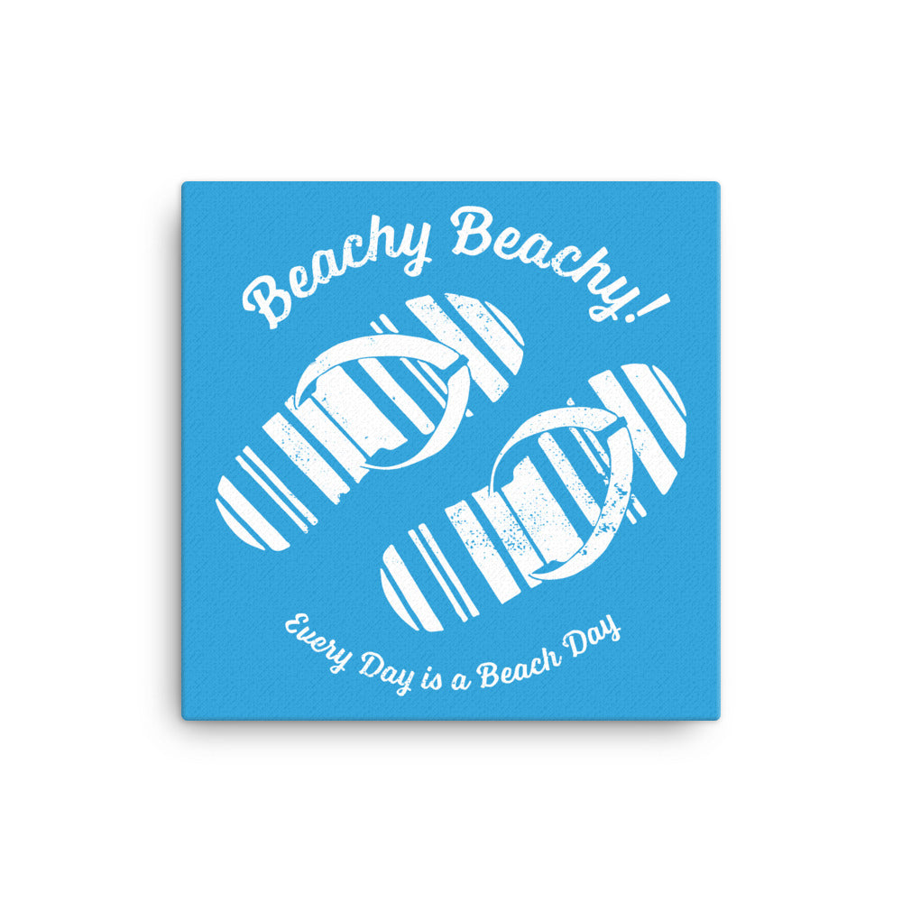 Beachy Beachy Vintage Flip Flops on Blue Canvas Wall Art