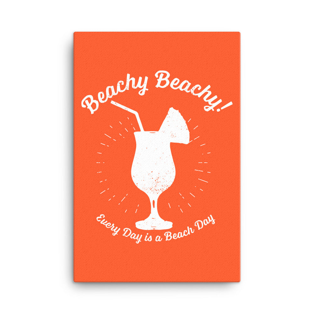 Beachy Beachy Vintage Tropical Boat Drink on Orange Canvas Wall Art