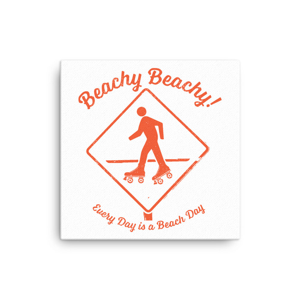 Beachy Beachy Vintage Rollerskater Crossing Canvas Wall Art