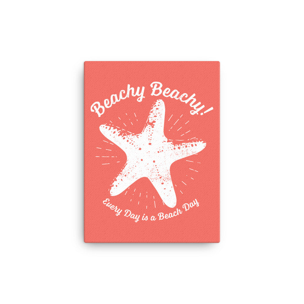 Beachy Beachy Vintage Lucky Starfish on Coral Canvas Wall Art