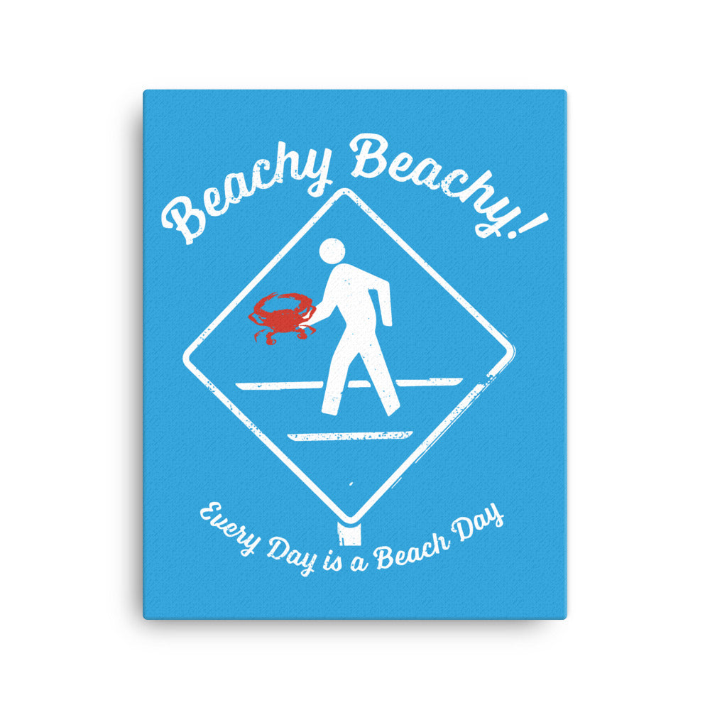 Beachy Beachy Vintage Crabber Crossing on Blue Canvas Wall Art