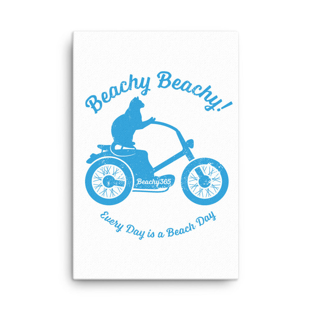 Beachy Beachy Vintage Scooter-Cat Canvas Wall Art