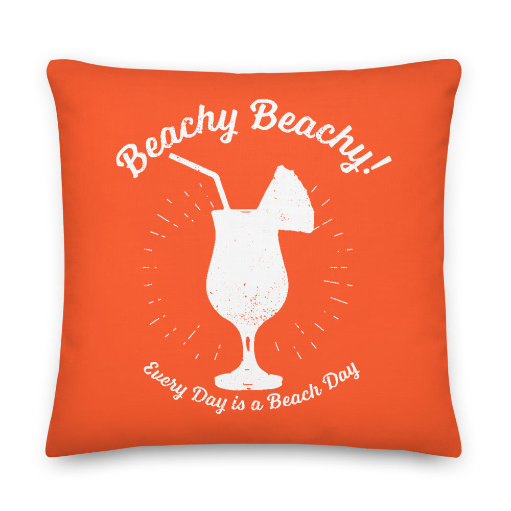 Beachy Beachy Vintage Tropical Boat Drink on Orange Pillow - 2-Sided Print