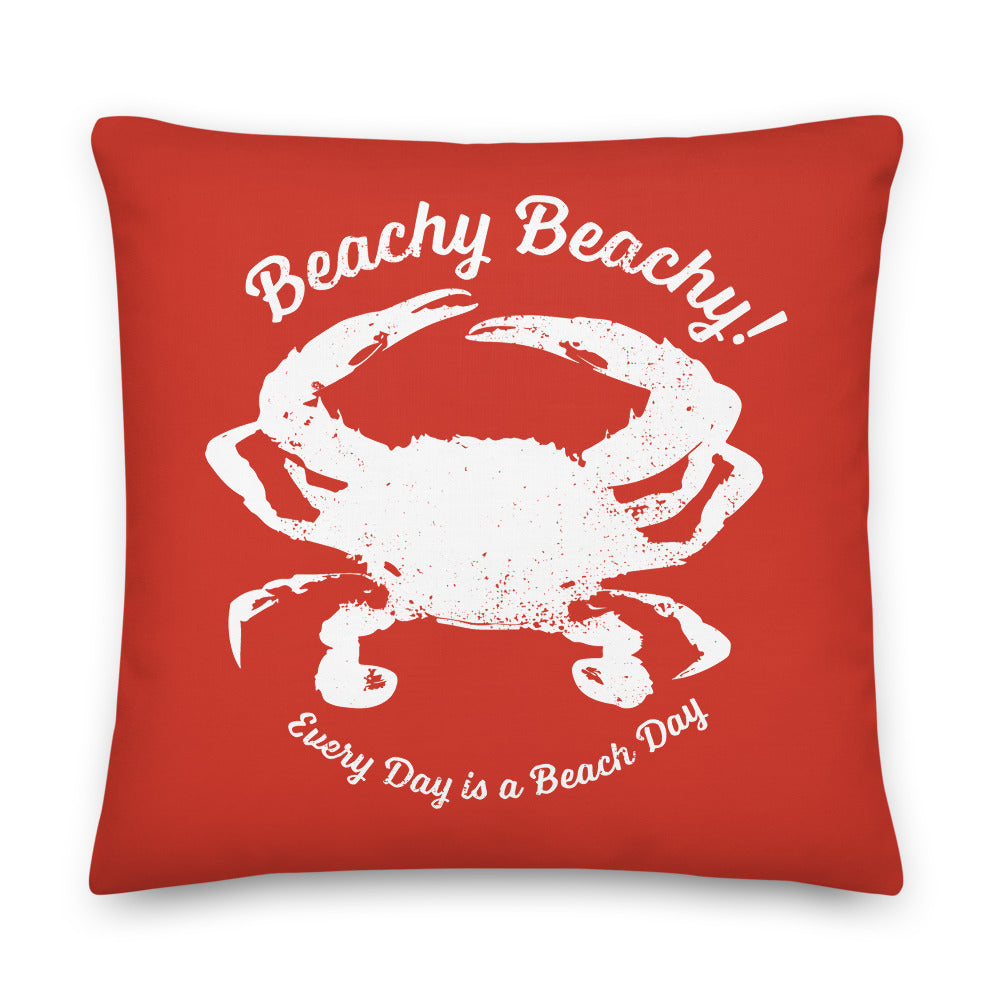 Beachy Beachy Vintage Crab on Red Pillow - 2-Sided Print