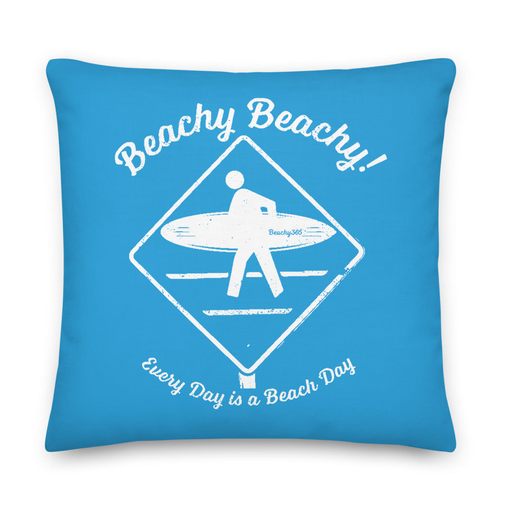 Beachy Beachy Vintage Surfer Crossing on Blue Pillow - 2-Sided Print