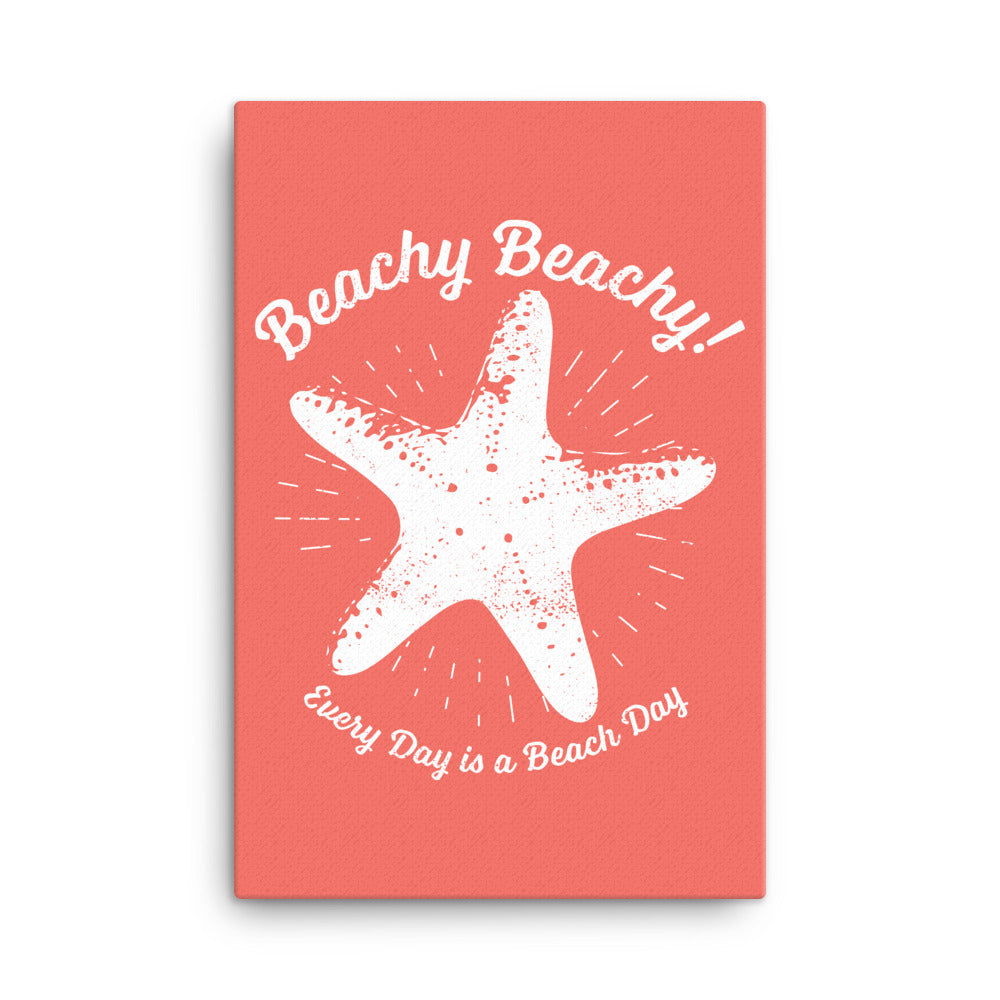 Beachy Beachy Vintage Lucky Starfish on Coral Canvas Wall Art