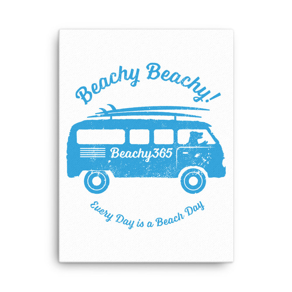 Beachy Beachy Vintage Surfbus Dog Canvas Wall Art