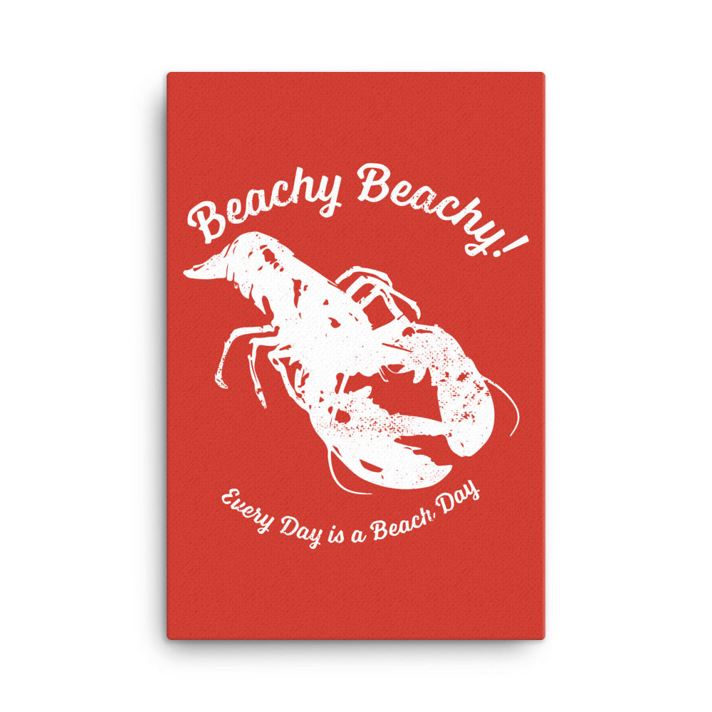 Beachy Beachy Vintage Lobster on Red Canvas Wall Art