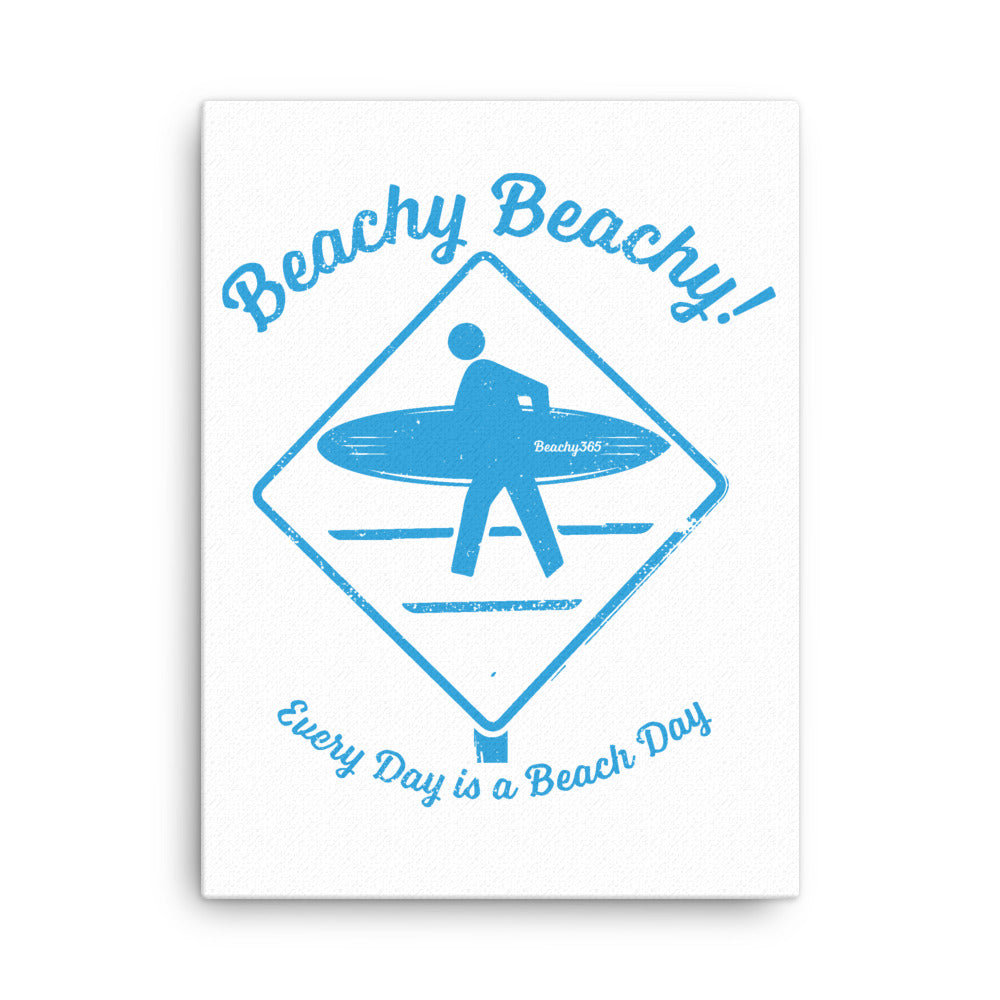 Beachy Beachy Vintage Surfer Crossing Canvas Wall Art